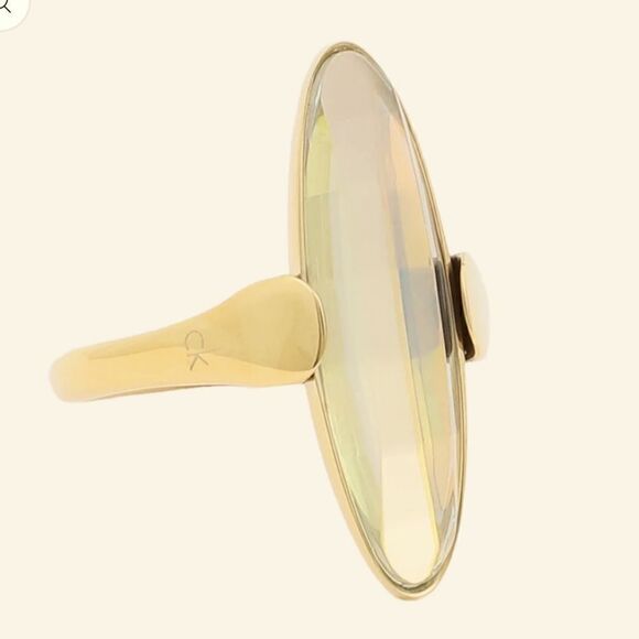 Calvin Klein Continuity Slim Oval Yellow Crystal Gold Ring Size 5 New in Box - Picture 4 of 4